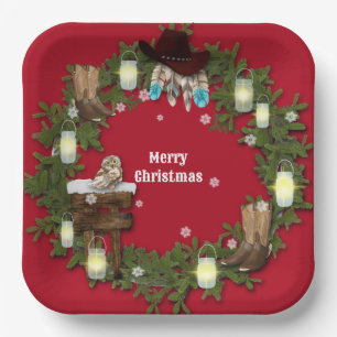 Land rustikal, Western, Jar Lights Cowboy Boots Pappteller