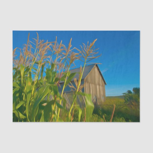 Land Rustikale alte Barn Blue Green Farm Seidenpapier (Vorderseite)