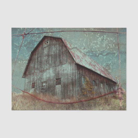 Land Rustikale Aquamarine Barn Vintage Textur Entk Seidenpapier (Vorderseite)