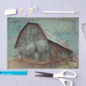 Land Rustikale Aquamarine Barn Vintage Textur Entk Seidenpapier (Handwerk)