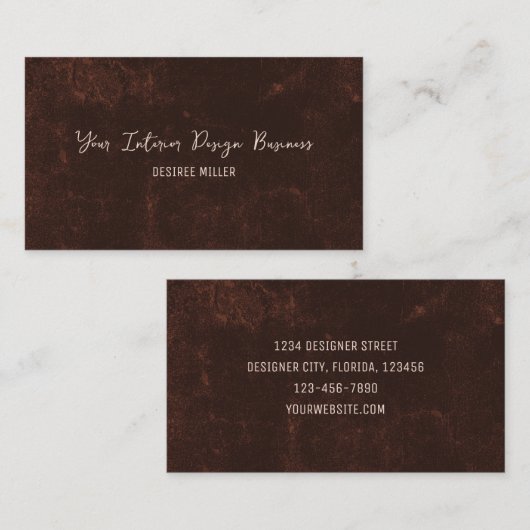 Land Rustikale dunkelbraune Vintage Grunge Textur Visitenkarte (Vorne/Hinten)