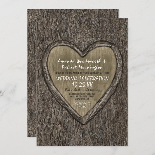 Land Rustikale Eichenbäume Einladung Hochzeit (Vorne/Hinten)