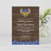 Land Rustikale Flora Antler Hochzeit Einladung (Stehend Vorderseite)