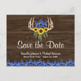Land Rustikale Flora Antler SAVE THE DATE Postkarte