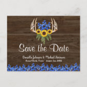 Land Rustikale Flora Antler SAVE THE DATE Postkarte (Vorderseite)