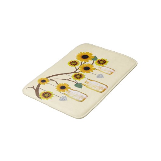 Land Rustikale Gelbe Mason Jars Bath Mat Badematte (Schrägansicht)