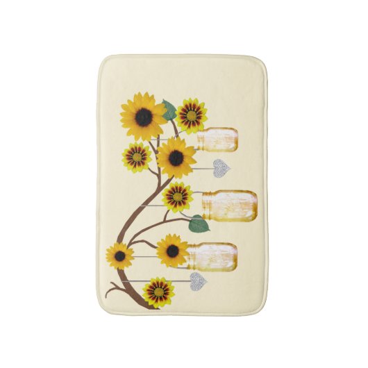 Land Rustikale Gelbe Mason Jars Bath Mat Badematte (Vorderseite Vertikal)