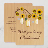 Land Rustikale Gelbe Mason Jars Bridesmaid Card Einladung (Vorne/Hinten)