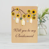 Land Rustikale Gelbe Mason Jars Bridesmaid Card Einladung (Stehend Vorderseite)