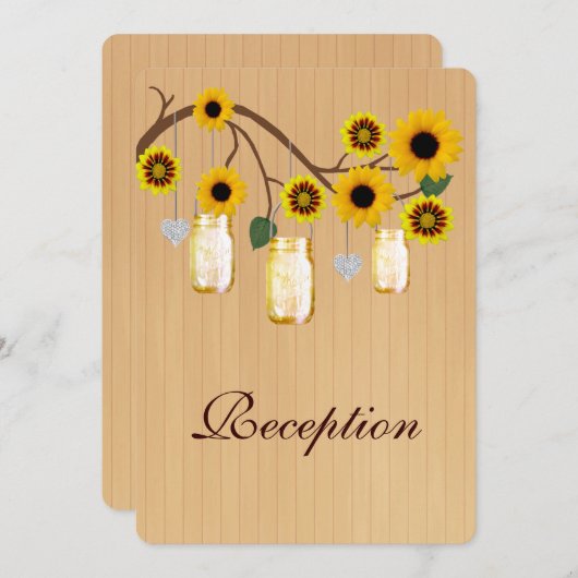 Land Rustikale Gelbe Mason Jars Empfang Card Einladung (Vorne/Hinten)