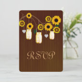 Land Rustikale Gelbe Mason Jars Response Card Einladung (Stehend Vorderseite)