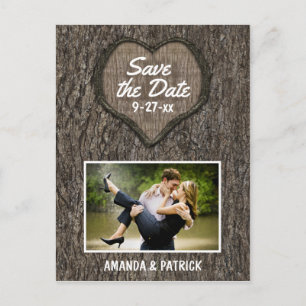 Land-rustikale geschnitzte Eichen-Baum-Save the Ankündigungspostkarte