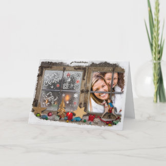 Land-rustikale hölzerne Weihnachtsmusik-Fotokarte Feiertagskarte