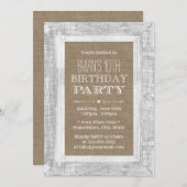 Land Rustikale Holzrahmen Burlap 10. Geburtstag Einladung (Vorne/Hinten)