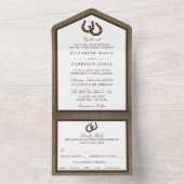 Land Rustikale Hufeisen auf Burlap-Hochzeit All In One Einladung (Innen Boden)