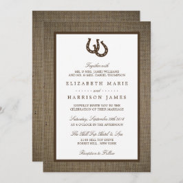 Land Rustikale Hufeisen auf Burlap-Hochzeit Einladung