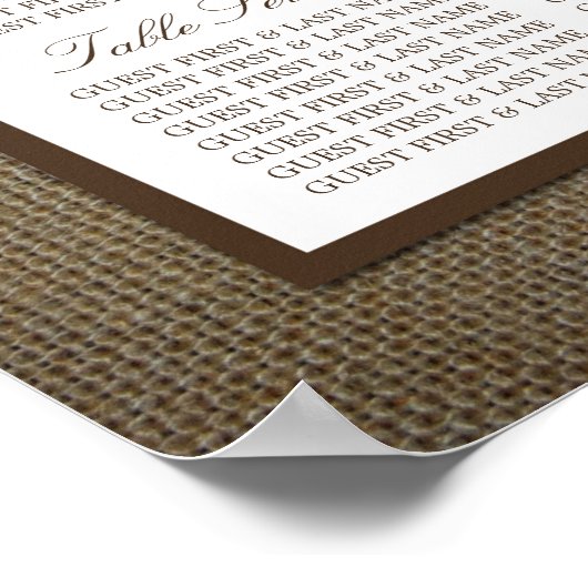 Land Rustikale Hufeisen auf Burlap-Hochzeit Poster (Ecke)