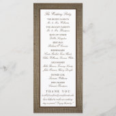 Land Rustikale Hufeisen auf Burlap-Hochzeit Programm (Rückseite)