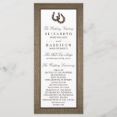 Land Rustikale Hufeisen auf Burlap-Hochzeit Programm (Vorderseite)