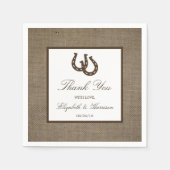 Land Rustikale Hufeisen auf Burlap-Hochzeit Serviette (Vorderseite)