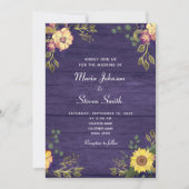 Land Rustikale Lila Blütenhochzeit Einladung (Vorderseite)