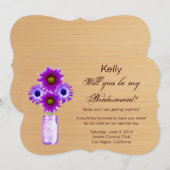 Land Rustikale Lila Mason Jar Bridesmaid Card Einladung (Vorne/Hinten)