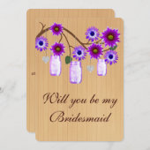 Land Rustikale Lila Mason Jars Bridesmaid Card Einladung (Vorne/Hinten)