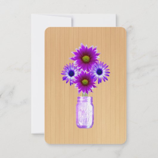 Land Rustikale Lila Mason Jars Platzkarte (Rückseite)