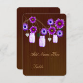 Land Rustikale Lila Mason Jars Platzkarte (Vorne/Hinten)