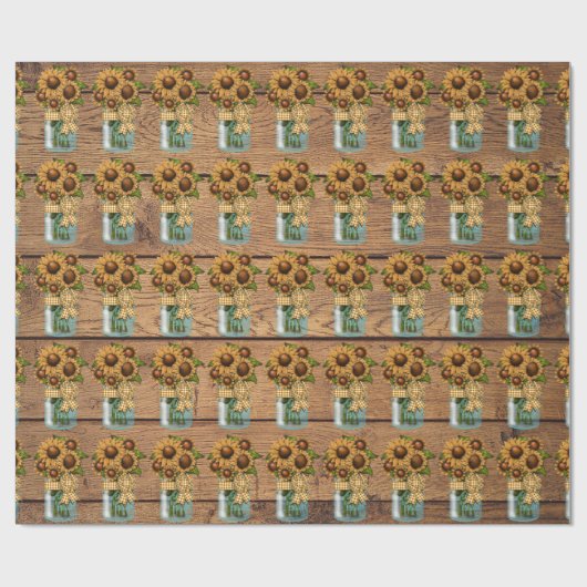 Land Rustikale Mason Jar mit Sonnenblumen Geschenkpapier (Flach)