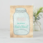 Land rustikale Mason Jar Werden Sie mein Dienstmäd Einladung (Stehend Vorderseite)