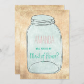 Land rustikale Mason Jar Werden Sie mein Dienstmäd Einladung (Vorne/Hinten)