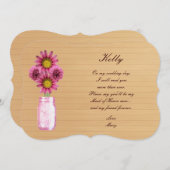 Land Rustikale rosa Mason Jar Trauzeugin Card Einladung (Vorne/Hinten)