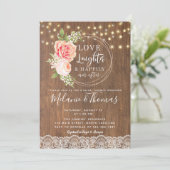 Land Rustikale Rose Spitzen Bridal Dusche Einladun Einladung (Stehend Vorderseite)