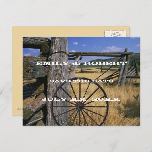 Land Rustikale Save the Date Postkarte (Vorne/Hinten)
