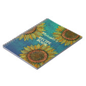 Land Rustikale Sonnenblume Aquamarin Personalisier Notizblock (Linke Seite)