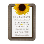 Land Rustikale Sonnenblume auf Burlap Save the Dat Magnet (Vertikal)