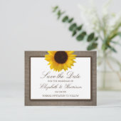 Land Rustikale Sonnenblume auf Burlap Save the Dat Postkarte (Stehend Vorderseite)