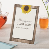 Land Rustikale Sonnenblumen & Braun-Holz Hochzeit Sockelschild (In Situ)