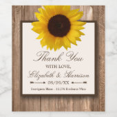 Land Rustikale Sonnenblumen & Braun-Holz Hochzeit Weinetikett (Einzelnes Label)