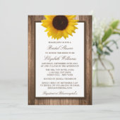Land Rustikale Sonnenblumen Braunwald Brautparty Einladung (Stehend Vorderseite)