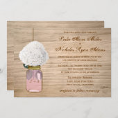 Land-rustikale Weckglashydrangea-Hochzeit Einladung (Vorne/Hinten)