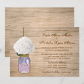 Land-rustikale Weckglashydrangea-Hochzeit Einladung (Vorne/Hinten)