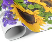 Land-rustikale weiße hölzerne lila gelbe geschenkpapier (Rolleneckpunkt)