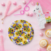 Land-rustikale weiße hölzerne lila gelbe pappteller (Party)