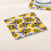 Land-rustikale weiße hölzerne lila gelbe rechteckiger pappuntersetzer (angewinkelt)