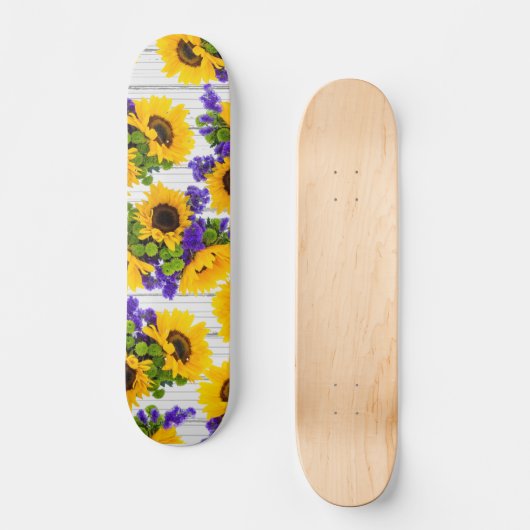 Land-rustikale weiße hölzerne lila gelbe skateboard (Vorderseite)