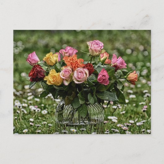 Land Rustikaler Bouquet von Rose Postkarte (Vorderseite)