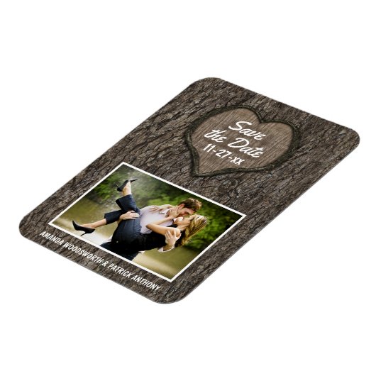 Land Rustikaler Eichenbaum Save the Date Magnet (Linke Seite)