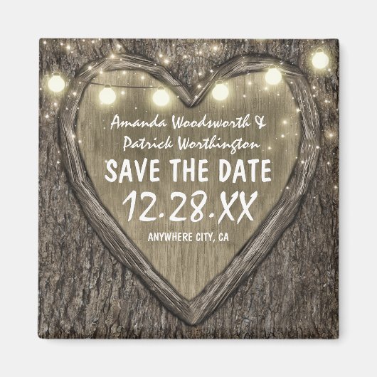 Land Rustikaler Eichenbaum Save the Date Magnet (Vorne)